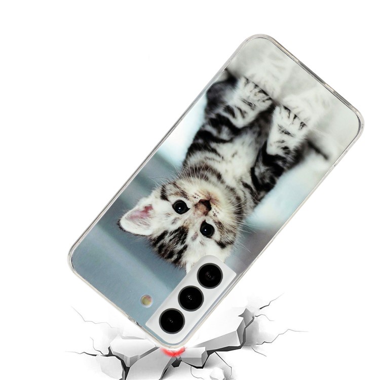 For Samsung Galaxy S22+ 5G IMD Shell Pattern Back Case 2.0mm Thickened Soft TPU Shockproof Cover - Cute Cat-2