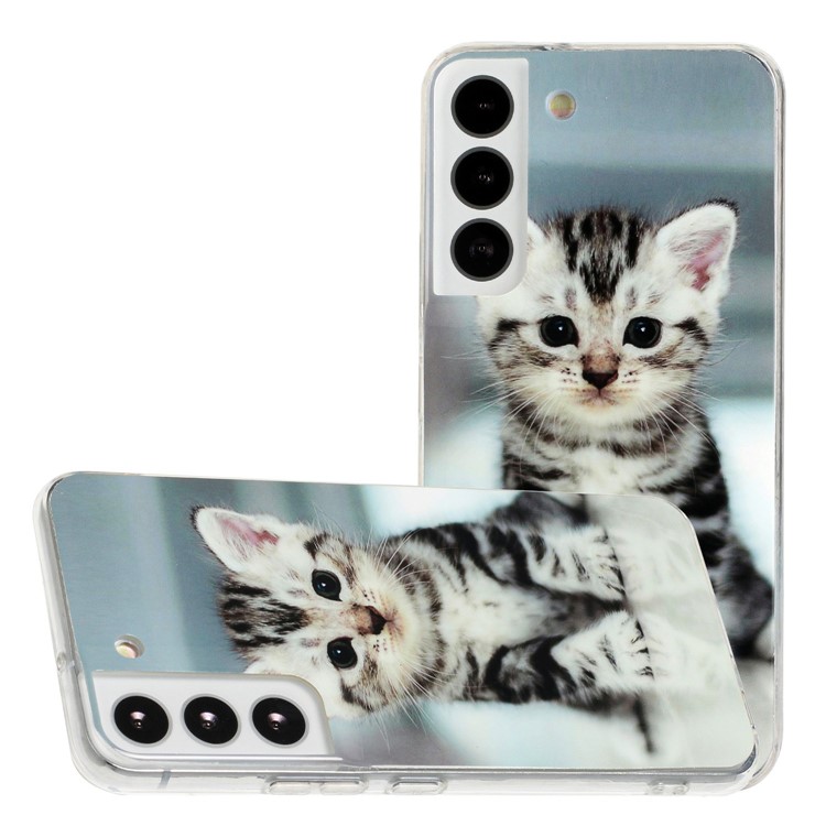 For Samsung Galaxy S22+ 5G IMD Shell Pattern Back Case 2.0mm Thickened Soft TPU Shockproof Cover - Cute Cat-3