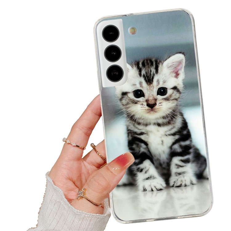 For Samsung Galaxy S22+ 5G IMD Shell Pattern Back Case 2.0mm Thickened Soft TPU Shockproof Cover - Cute Cat-4