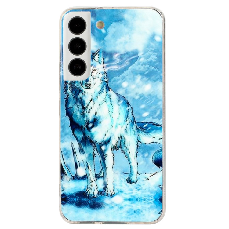 For Samsung Galaxy S22 5G Shell Pattern Shockproof Protective Cover 2.0mm Thickened TPU IMD Back Case - Snow Wolf-1