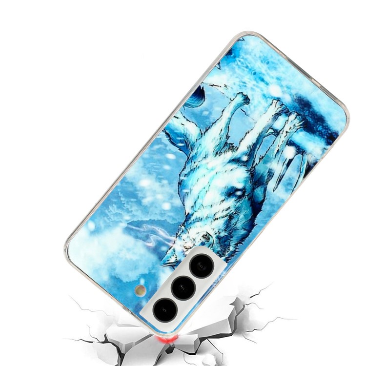 For Samsung Galaxy S22 5G Shell Pattern Shockproof Protective Cover 2.0mm Thickened TPU IMD Back Case - Snow Wolf-3