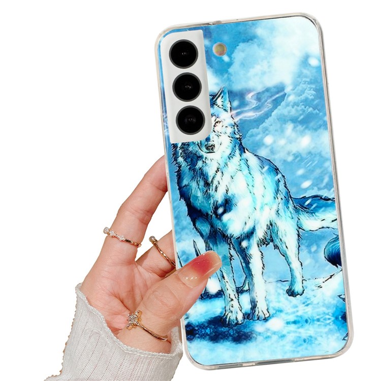 For Samsung Galaxy S22 5G Shell Pattern Shockproof Protective Cover 2.0mm Thickened TPU IMD Back Case - Snow Wolf-5