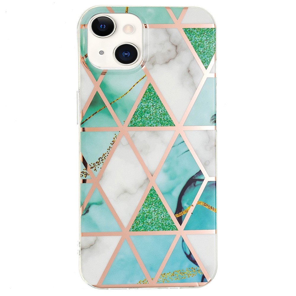 For iPhone 14 6.1 inch IMD TPU Phone Case Fashionable Electroplating Various Pattern Phone Shell - Green / White-1