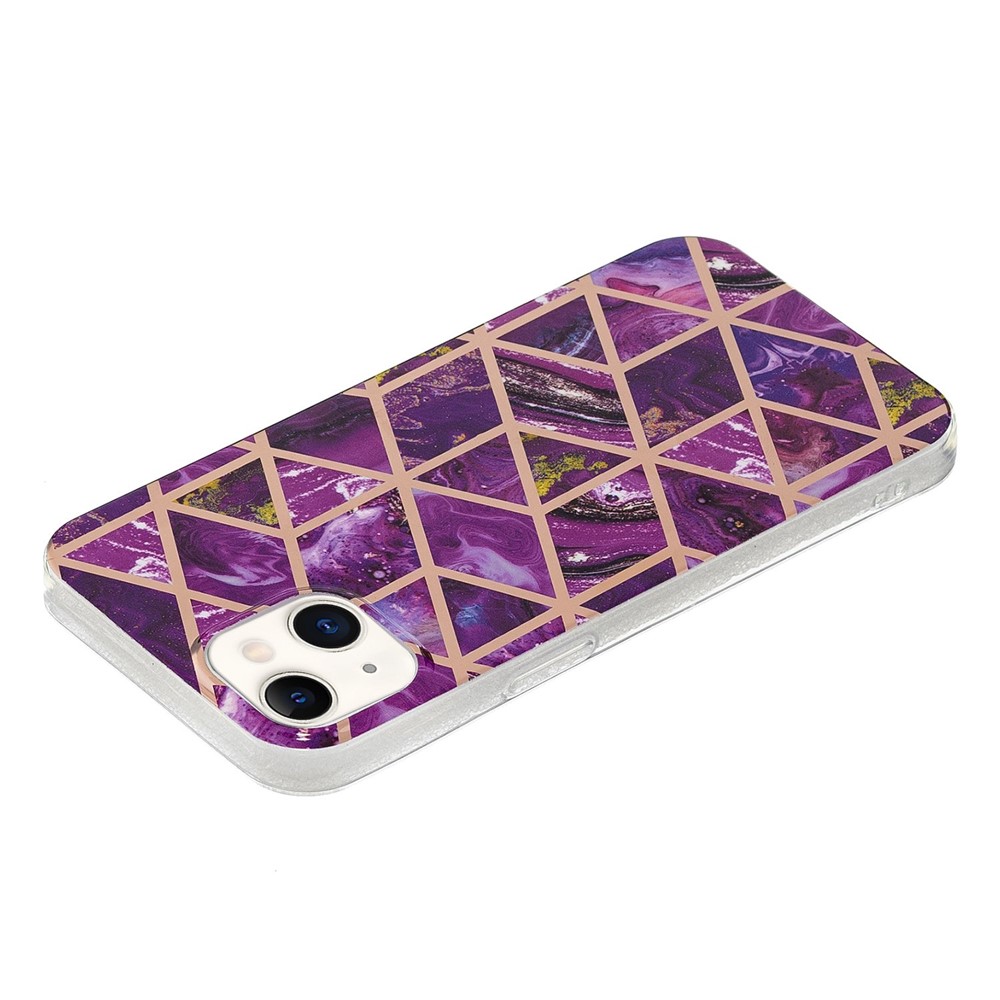 For iPhone 14 Max 6.7 inch IMD TPU Electroplating Various Pattern Shockproof Well-protected Phone Cover Shell - Purple-2