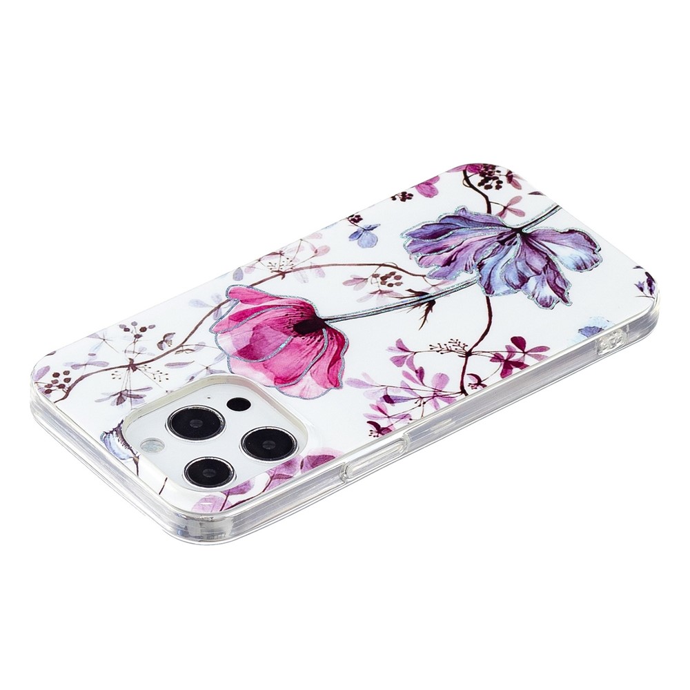 For iPhone 14 Pro 6.1 inch IMD TPU Wear-resistant Phone Case Stylish Electroplating Various Pattern Mobile Phone Shell - Lotus-2