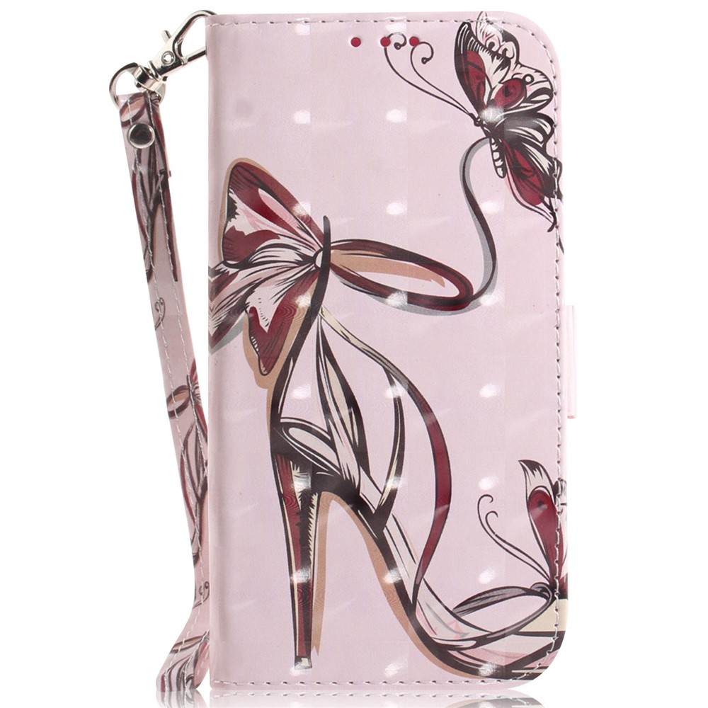For Oppo A57 4G / A57 (2022) 5G / A77 5G / Realme Q5i / V23 5G / Narzo 50 5G Wallet Case 3D Pattern Printing PU Leather Stand Flip Cover with Strap - Butterfly High Heels-6