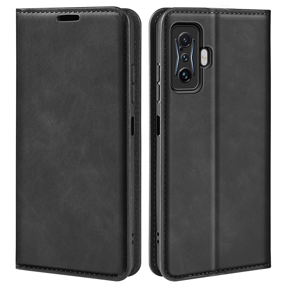 For Xiaomi Poco F4 GT / Redmi K50 Gaming 5G Skin-touch Feeling PU Leather Case Magnetic Auto Closing Stand Wallet Folio Flip Phone Cover - Black-1