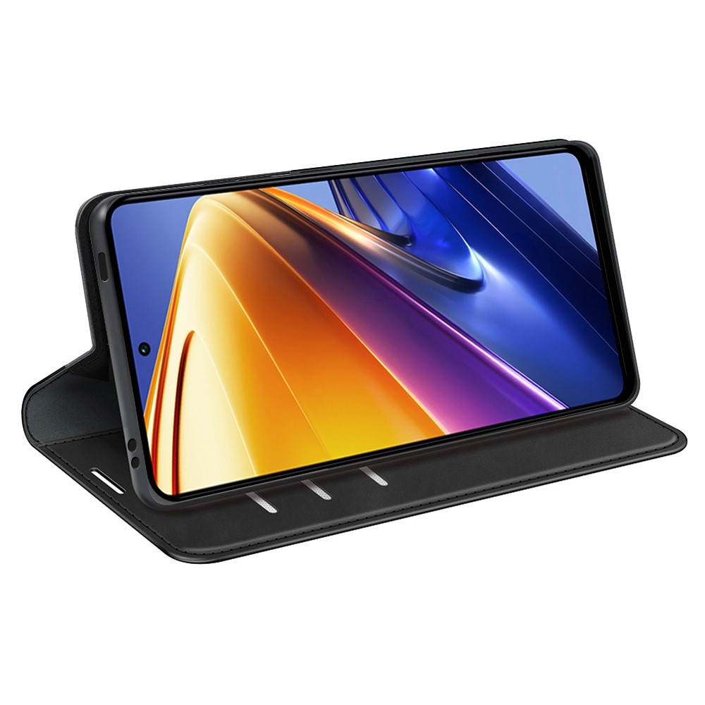 For Xiaomi Poco F4 GT / Redmi K50 Gaming 5G Skin-touch Feeling PU Leather Case Magnetic Auto Closing Stand Wallet Folio Flip Phone Cover - Black-3