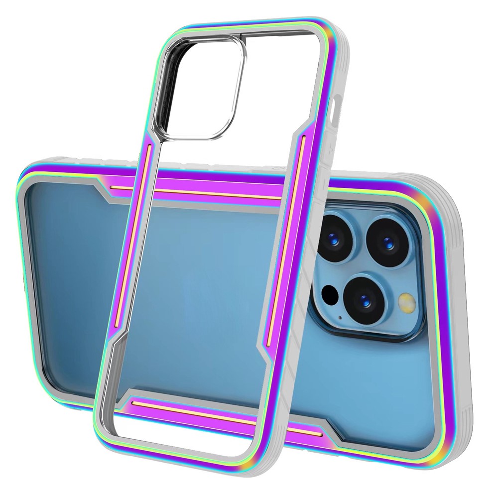 For iPhone 14 Pro Max 6.7 inch Shockproof Phone Case Thunder Series Anti-scratch Back Cover PC + TPU + Aluminum Alloy Hybrid Case - Rainbow Color-3