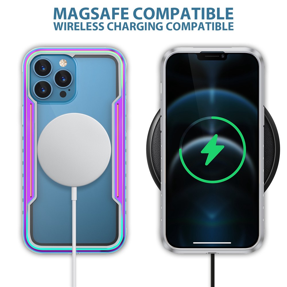For iPhone 14 Pro Max 6.7 inch Shockproof Phone Case Thunder Series Anti-scratch Back Cover PC + TPU + Aluminum Alloy Hybrid Case - Rainbow Color-6