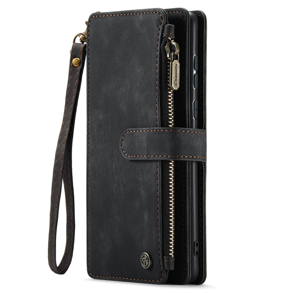 CASEME C30 Series for Samsung Galaxy A30s / A50s / A50 Full Protection Zipper Pocket Phone Wallet Case Stand Shockproof PU Leather Mobile Phone Cover Card Holder - Black-13