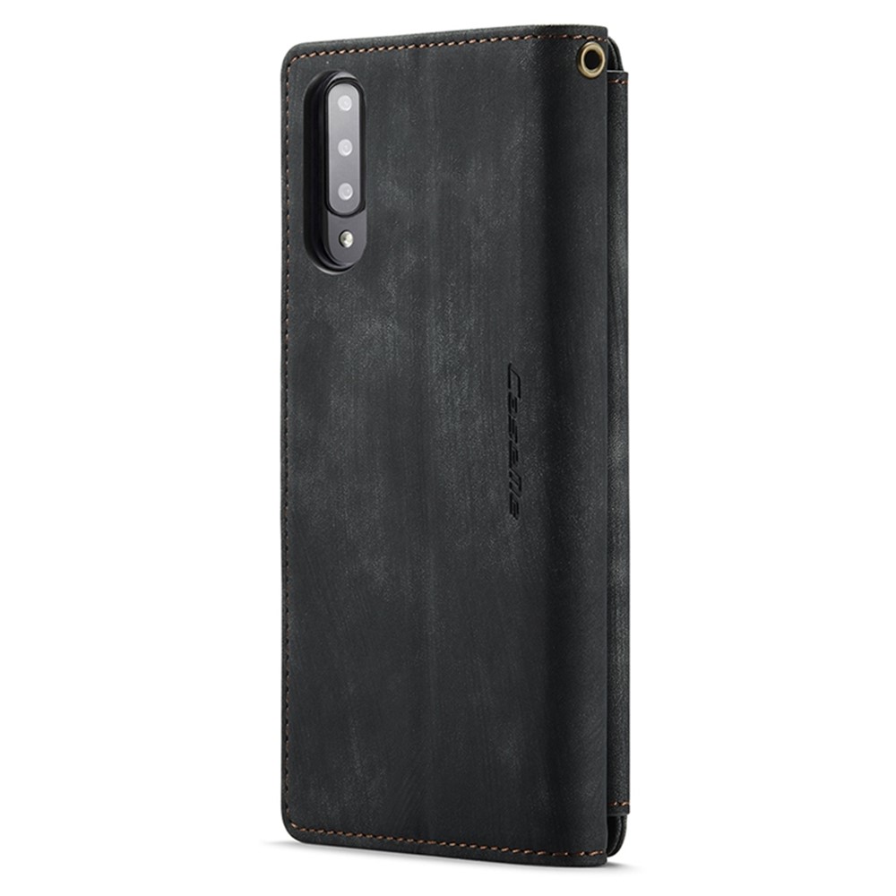 CASEME C30 Series for Samsung Galaxy A30s / A50s / A50 Full Protection Zipper Pocket Phone Wallet Case Stand Shockproof PU Leather Mobile Phone Cover Card Holder - Black-14