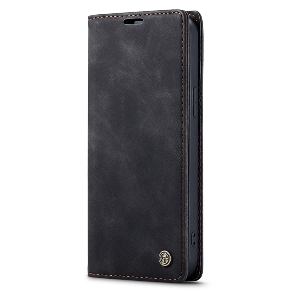 CASEME 013 Series for iPhone 14 Max 6.7 inch Shockproof Flip Case Anti-wear PU Leather Wallet Cover Stand Magnetic Auto-absorbed Shell - Black-12