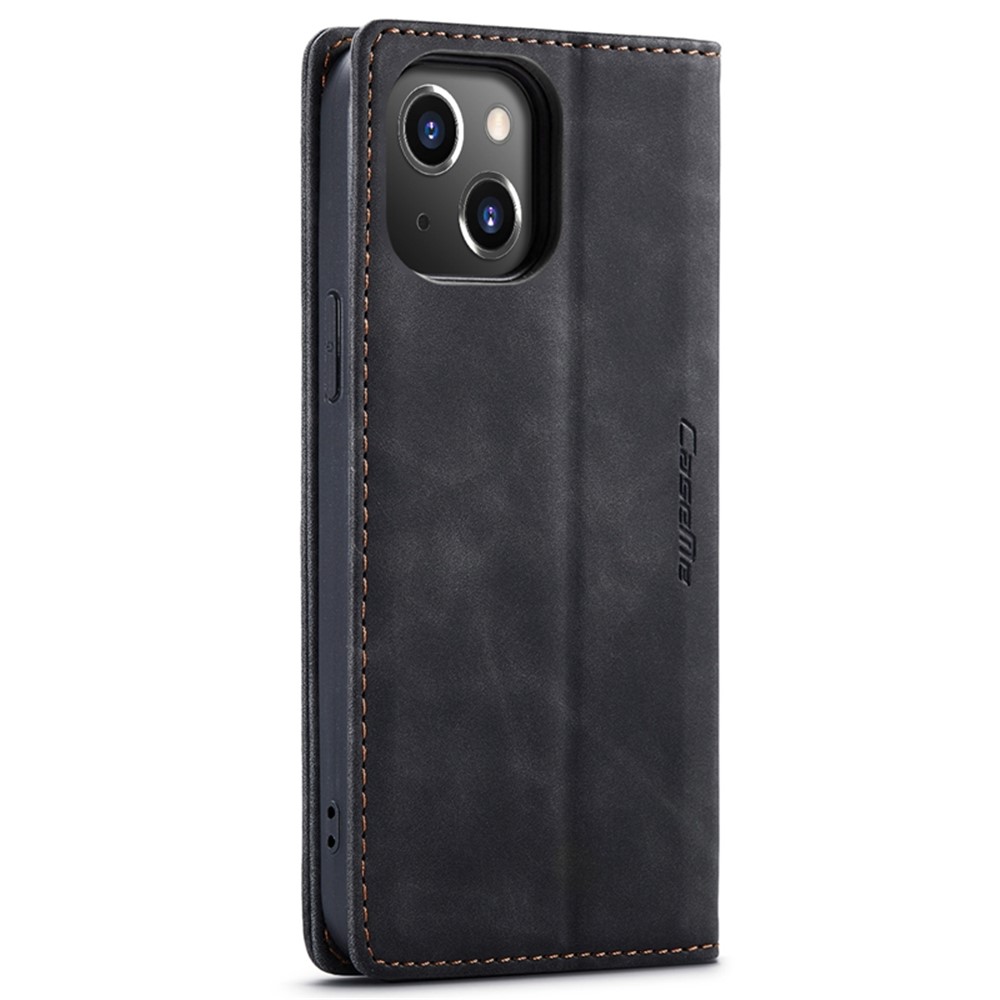 CASEME 013 Series for iPhone 14 Max 6.7 inch Shockproof Flip Case Anti-wear PU Leather Wallet Cover Stand Magnetic Auto-absorbed Shell - Black-13