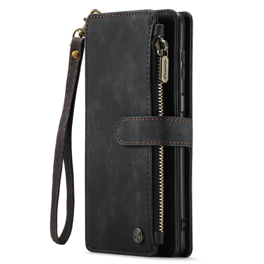 CASEME C30 Series for Xiaomi Redmi Note 10 Pro Max 4G / Note 10 Pro 4G (Global) / (India) Drop-proof Zipper Pocket Phone Wallet Case PU Leather Phone Cover Card Holder - Black-12