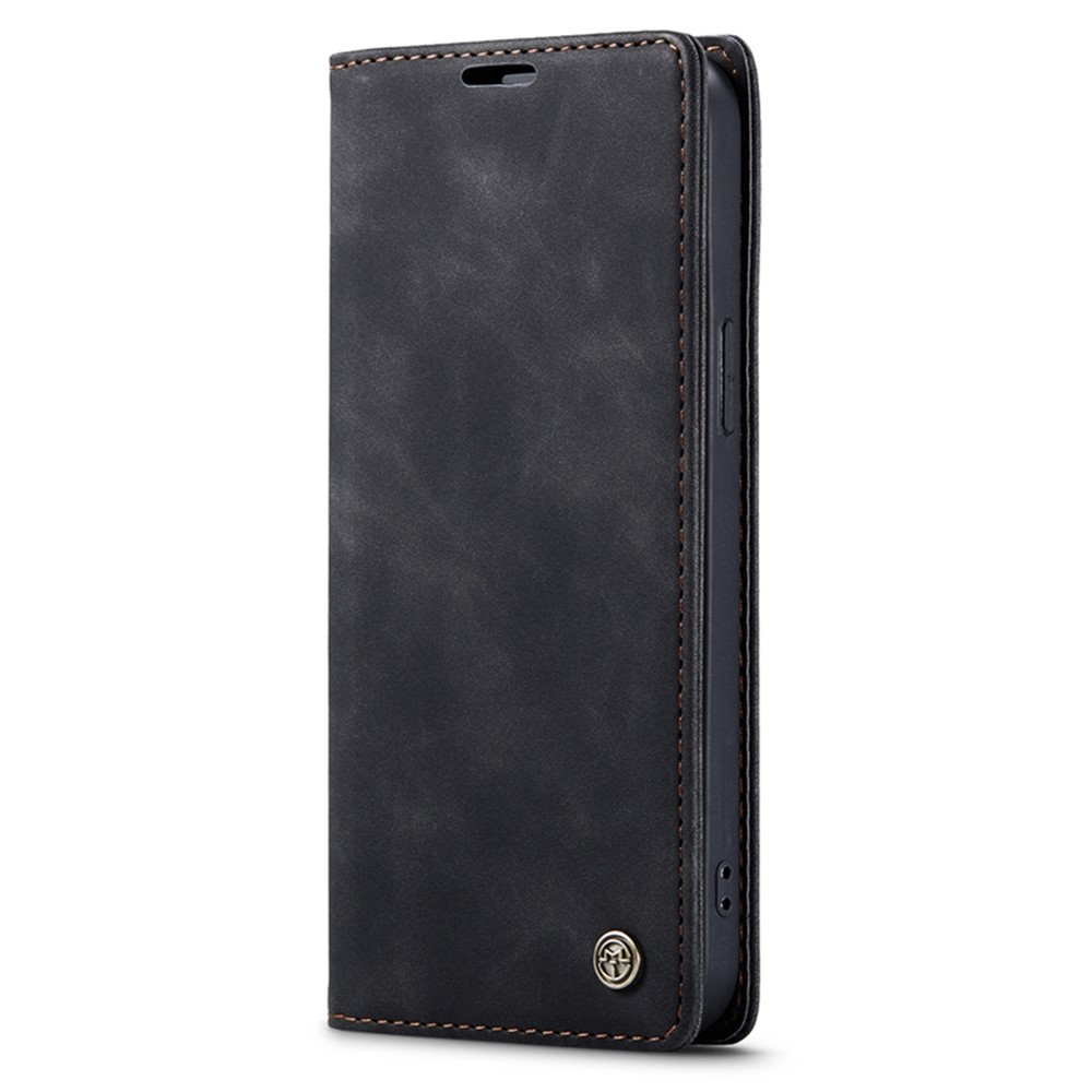 CASEME 013 Series for iPhone 14 Pro 6.1 inch Anti-fall PU Leather Wallet Case Magnetic Auto-absorbed Stand Anti-scratch Phone Cover - Black-12