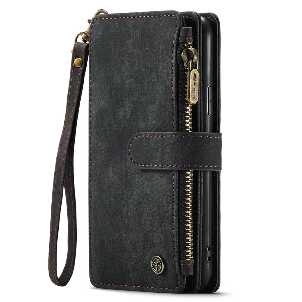 CASEME C30 Series Phone Wallet Case for iPhone 11 Pro 5.8 inch, Scratch-resistant Zipper Pocket Full Protection Back Cover Stand with Handy Strap and Multiple Card Slots - Black-12