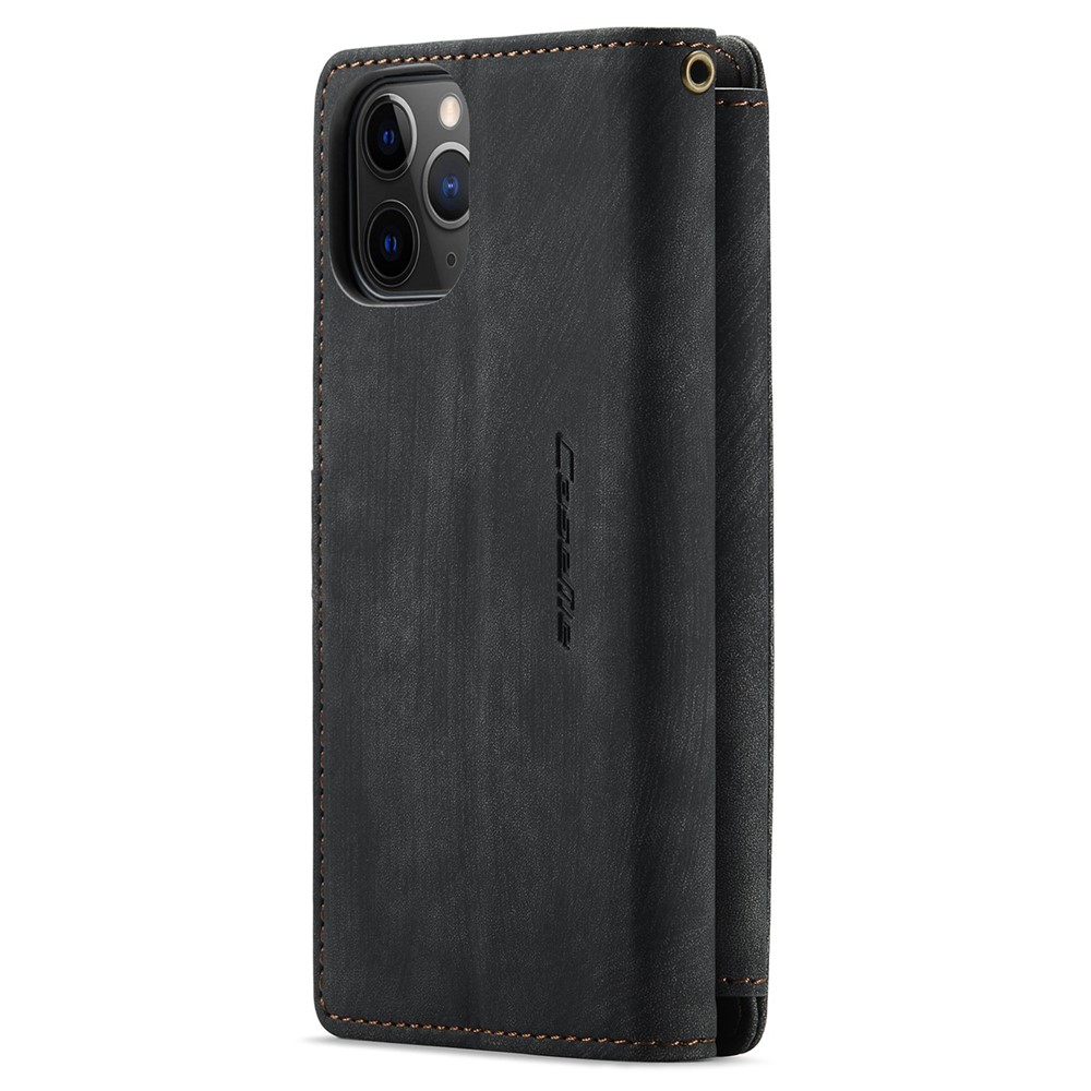 CASEME C30 Series Phone Wallet Case for iPhone 11 Pro 5.8 inch, Scratch-resistant Zipper Pocket Full Protection Back Cover Stand with Handy Strap and Multiple Card Slots - Black-13