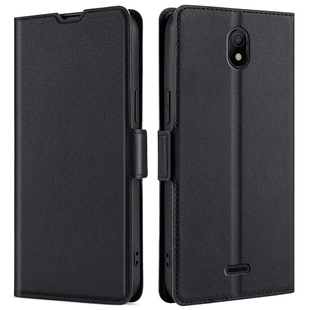 For Nokia C100 4G Ultra Slim Anti-fall Phone Flip Case, Magnetic Closure Shock-absorption PU Leather Phone Cover with Card Slot - Black-1
