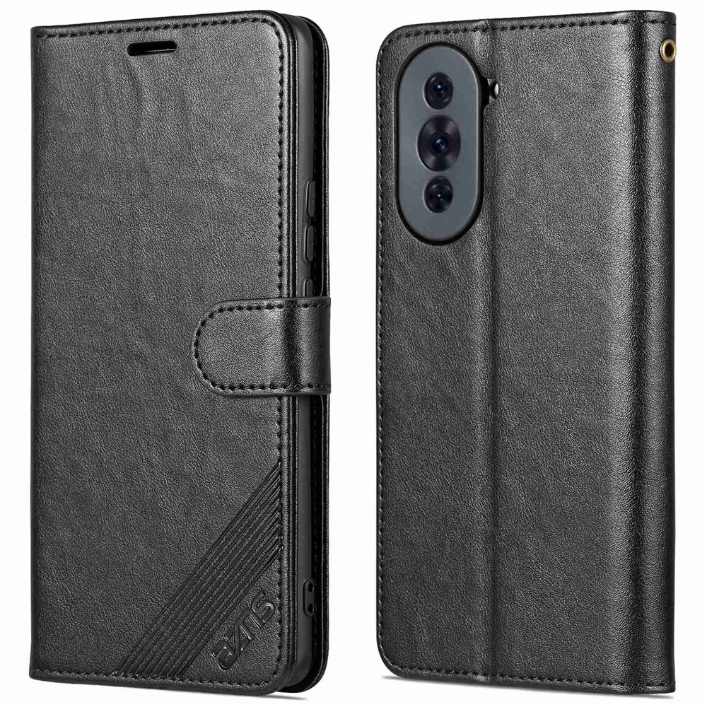 AZNS Flip Wallet Case for Huawei nova 10 4G Shockproof PU Leather Phone Cover Anti-fall Protective Cell Phone Shell with Viewing Stand - Black-1