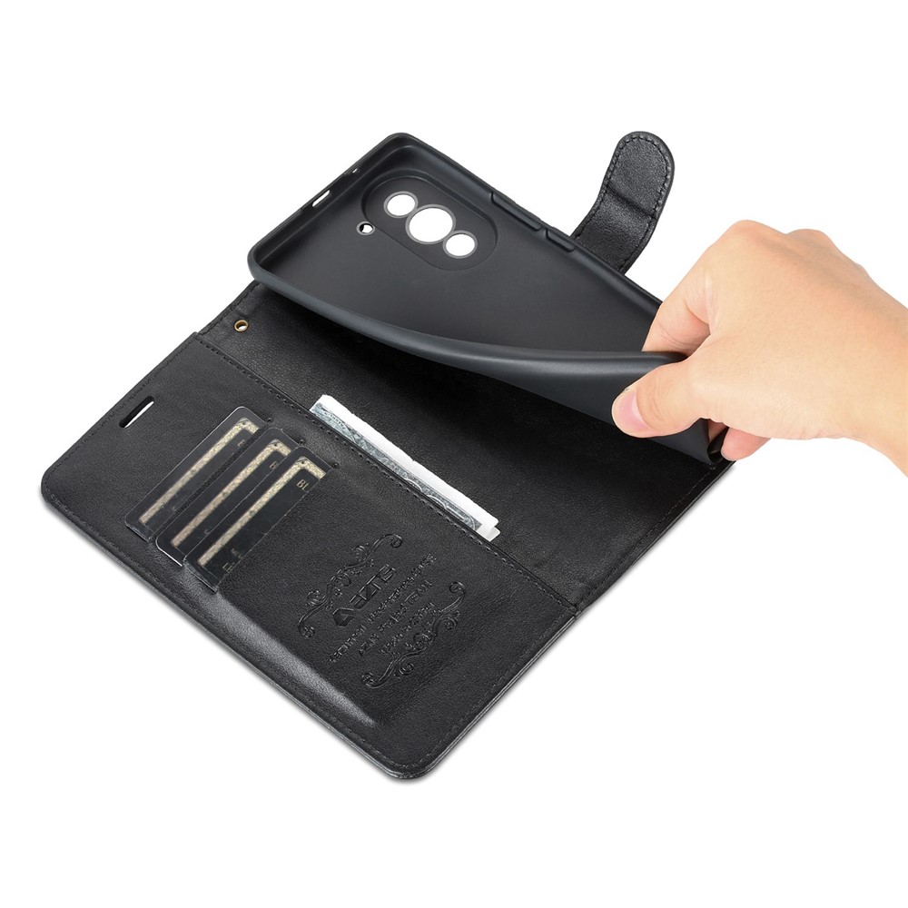 AZNS Flip Wallet Case for Huawei nova 10 4G Shockproof PU Leather Phone Cover Anti-fall Protective Cell Phone Shell with Viewing Stand - Black-6