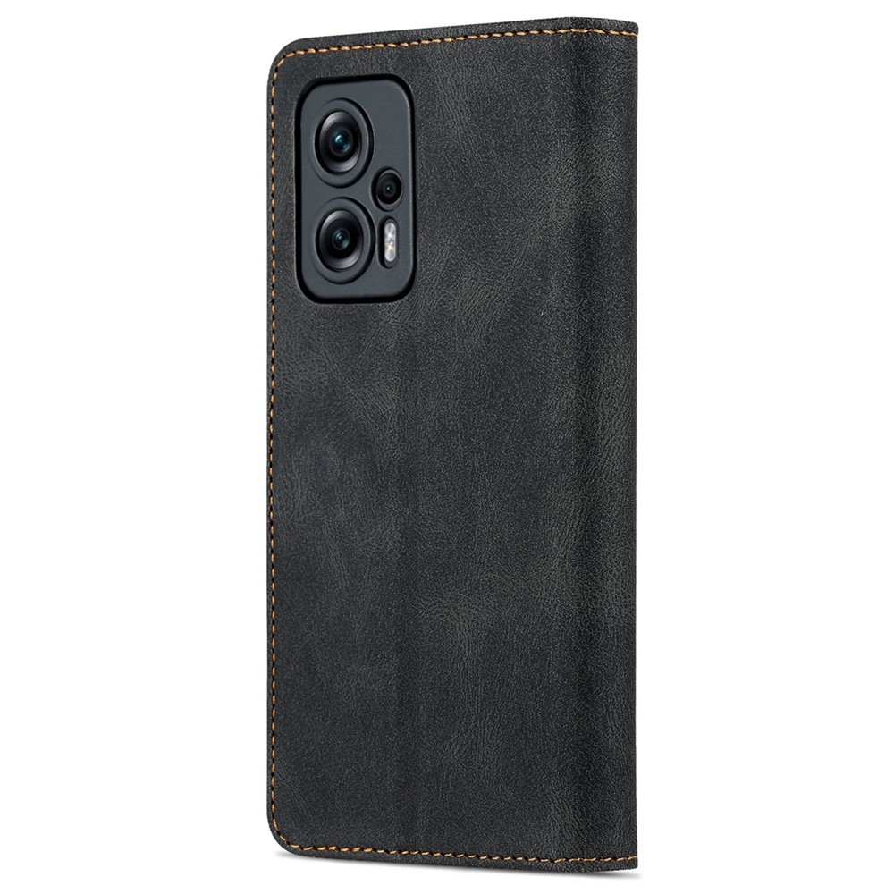 AZNS Phone Case For Xiaomi Redmi Note 11T Pro 5G / Note 11T Pro+ 5G / Poco X4 GT 5G, Drop-proof PU Leather Flip Wallet Cover Stand - Black-11