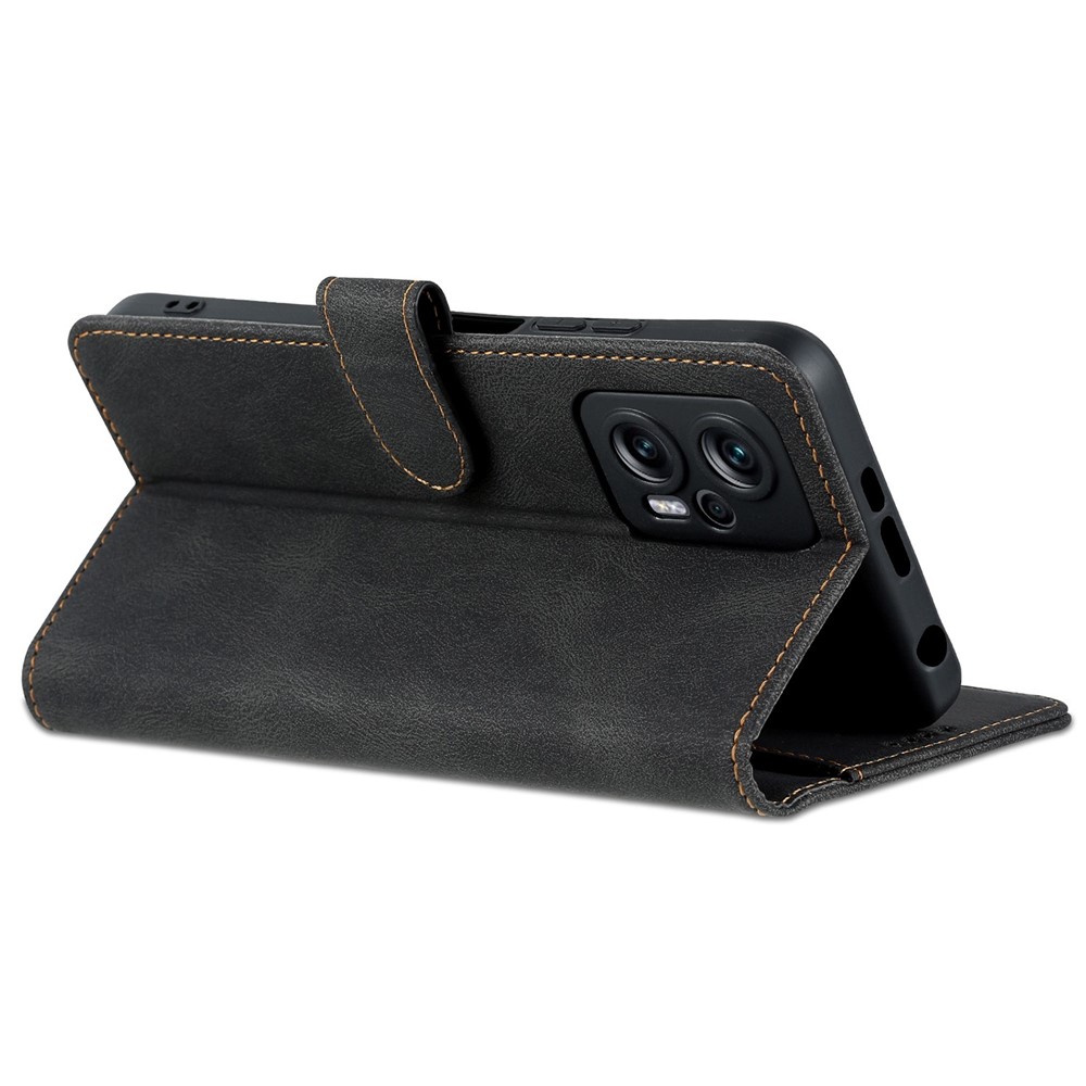 AZNS Phone Case For Xiaomi Redmi Note 11T Pro 5G / Note 11T Pro+ 5G / Poco X4 GT 5G, Drop-proof PU Leather Flip Wallet Cover Stand - Black-5