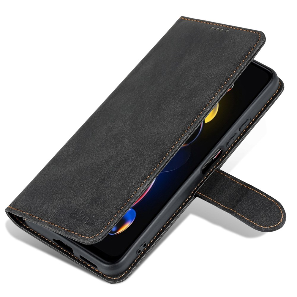 AZNS Phone Case For Xiaomi Redmi Note 11T Pro 5G / Note 11T Pro+ 5G / Poco X4 GT 5G, Drop-proof PU Leather Flip Wallet Cover Stand - Black-8