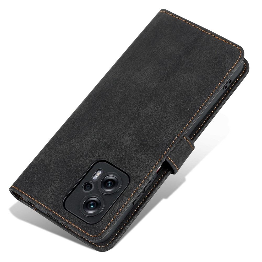 AZNS Phone Case For Xiaomi Redmi Note 11T Pro 5G / Note 11T Pro+ 5G / Poco X4 GT 5G, Drop-proof PU Leather Flip Wallet Cover Stand - Black-9