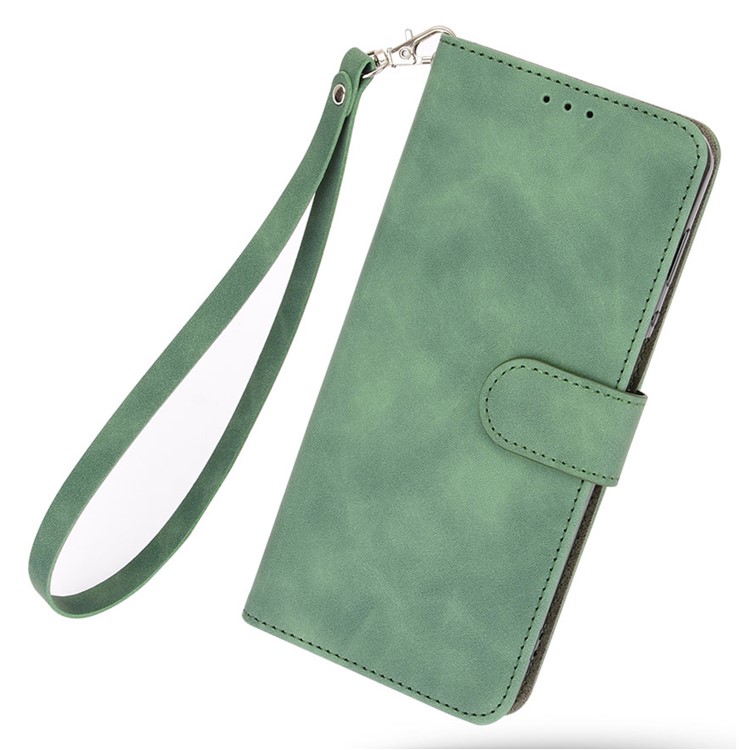 For Nokia C21 Plus 4G Soft Skin-touch Feeling PU Leather Case Stand Magnetic Closure Full Protective Folio Wallet Cover with Strap - Green-4
