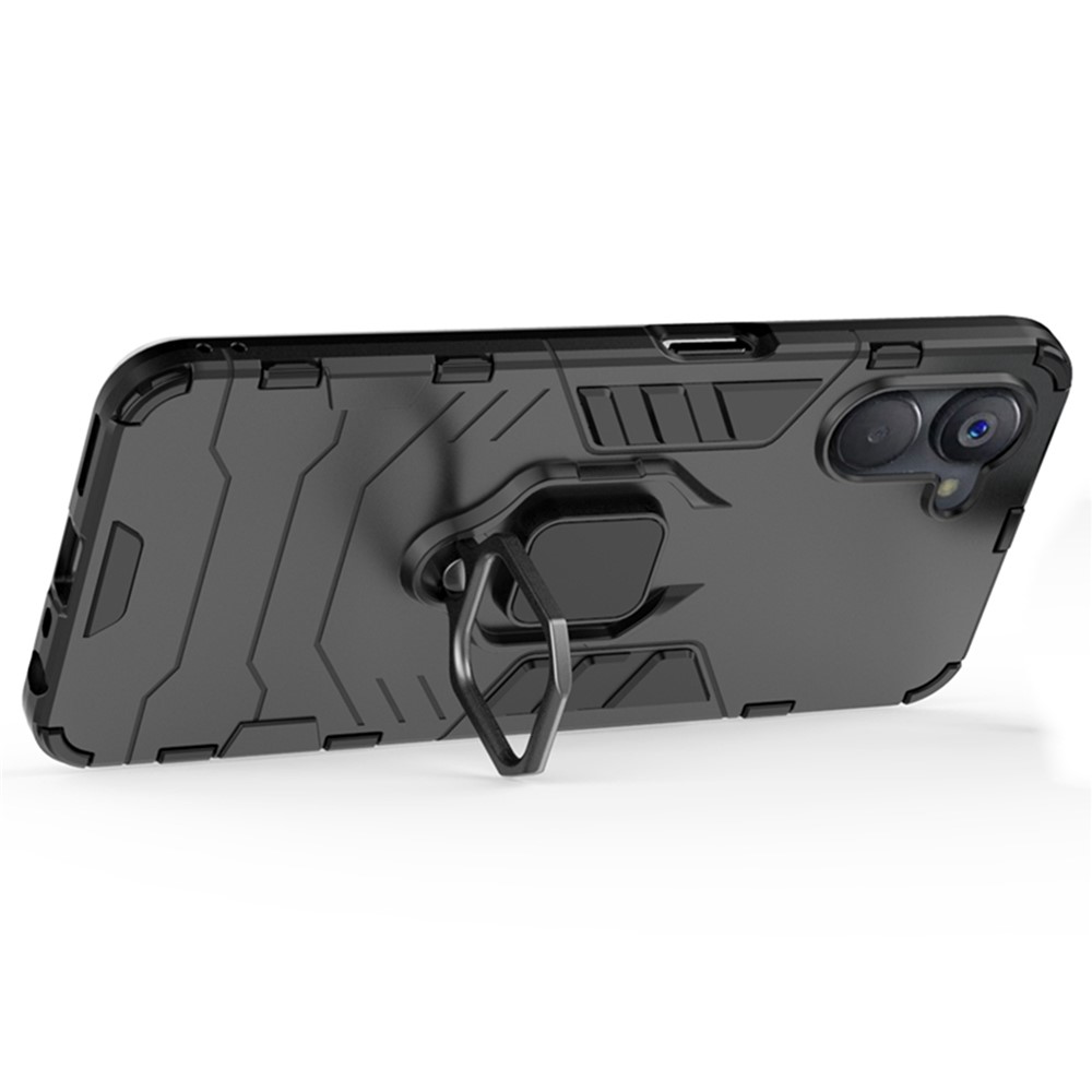 For Realme V20 5G Soft TPU Hard PC Impact-Resistant Case Ring Kickstand Shockproof Protective Phone Cover - Black-2