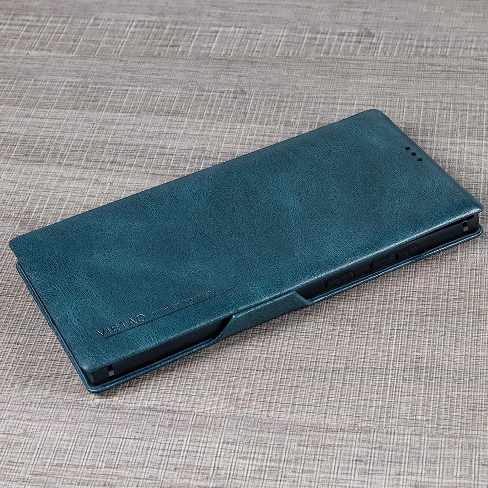 For Samsung Galaxy S22 Ultra 5G Card Holder PU Leather Cover Stand Folio Flip Protective Phone Case - Wine Red-10