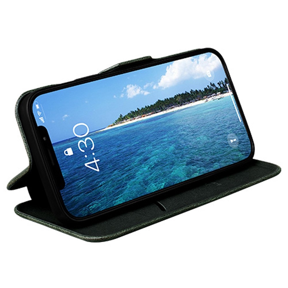 For iPhone 13 Pro Max 6.7 inch PU Leather TPU Full Protection Case Folio Flip Card Slot Phone Stand Cover - Green-3