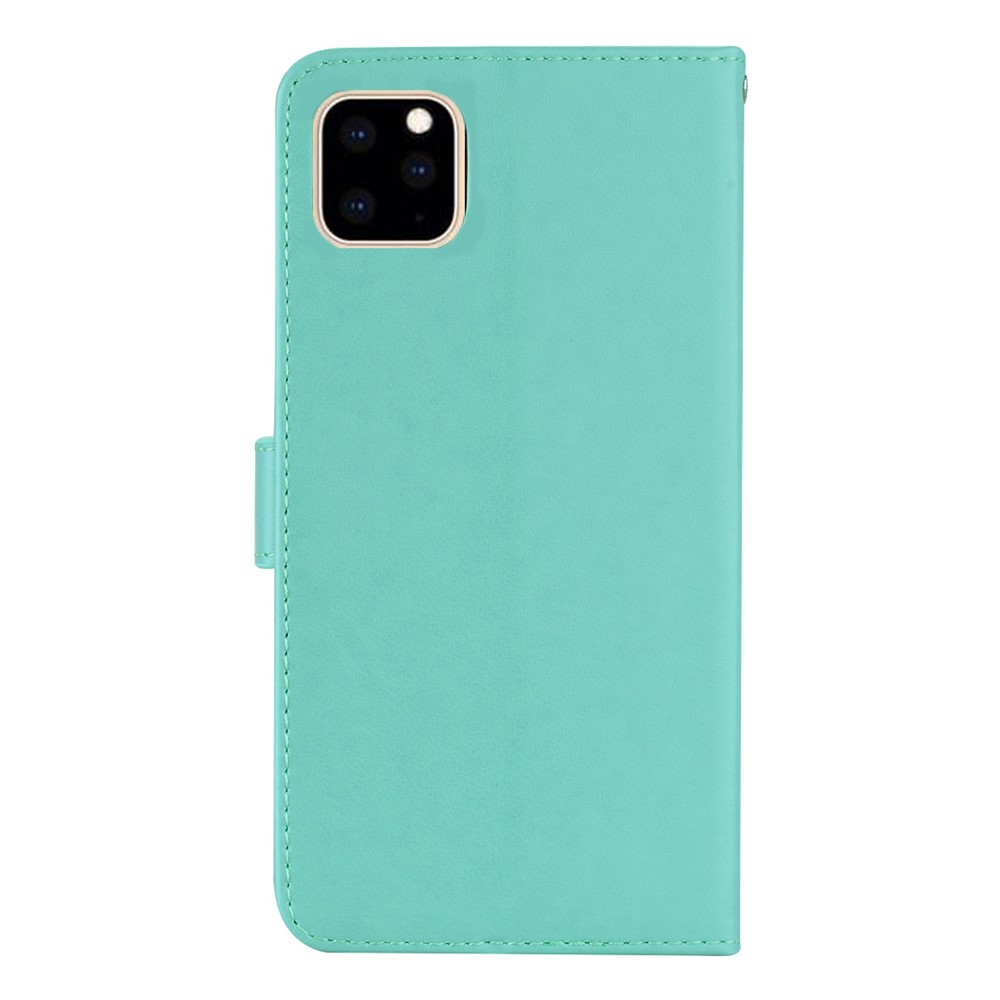 For iPhone 14 Max 6.7 inch Shockproof Flip Wallet Case Imprinted Owl Flower Pattern PU Leather Phone Stand Cover - Cyan-6