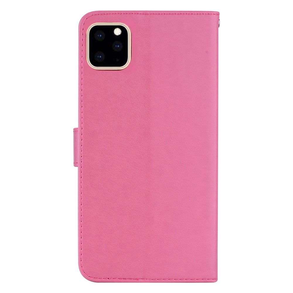For iPhone 14 Max 6.7 inch Owl Flower Imprinted Wallet Stand Case PU Leather TPU Phone Cover with Rhinestone Decor - Rose-6