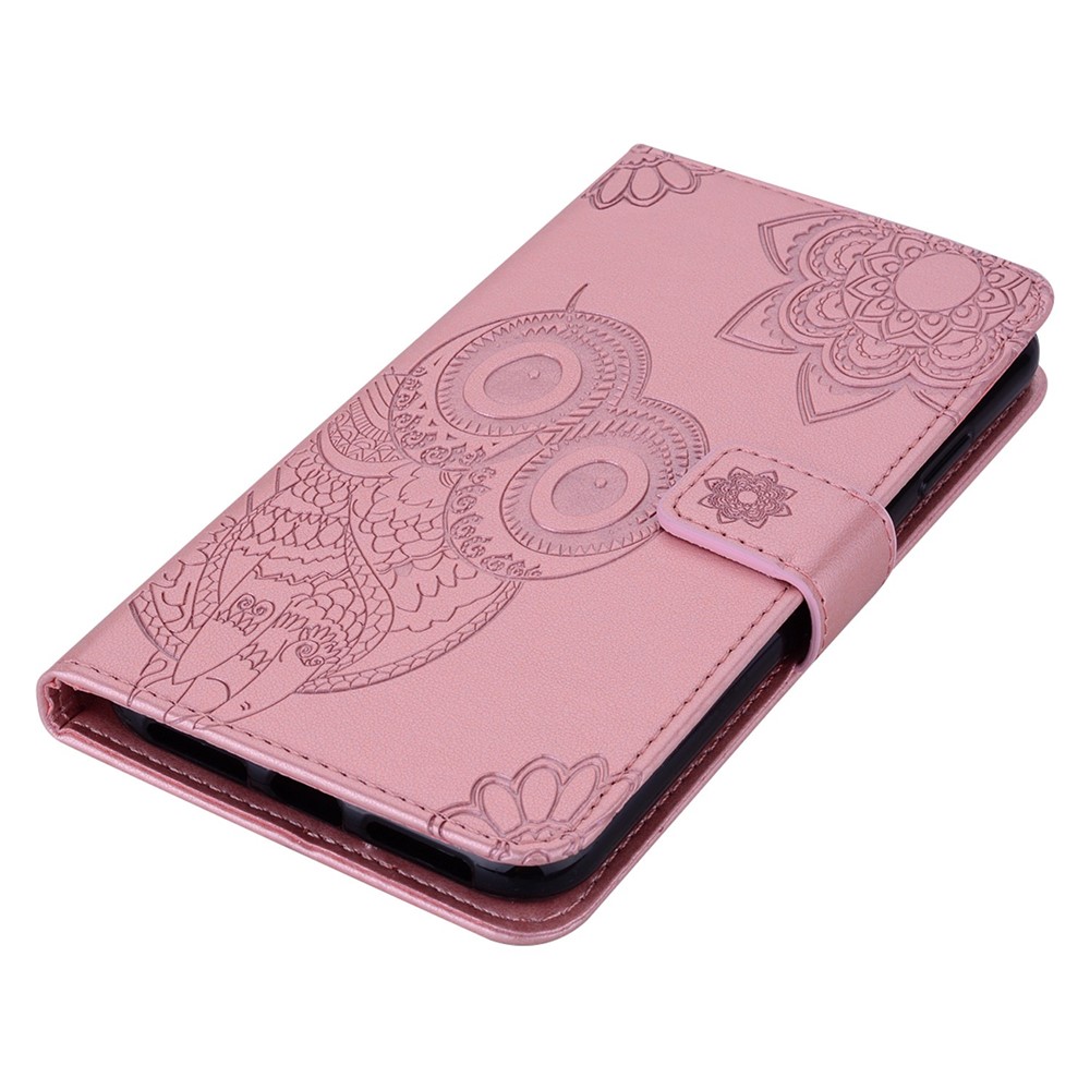 For Xiaomi Poco F4 GT / Redmi K50 Gaming 5G Folio Flip PU Leather Case Imprinted Owl Flower Pattern Phone Protective Cover with Wallet Stand - Rose Gold-5