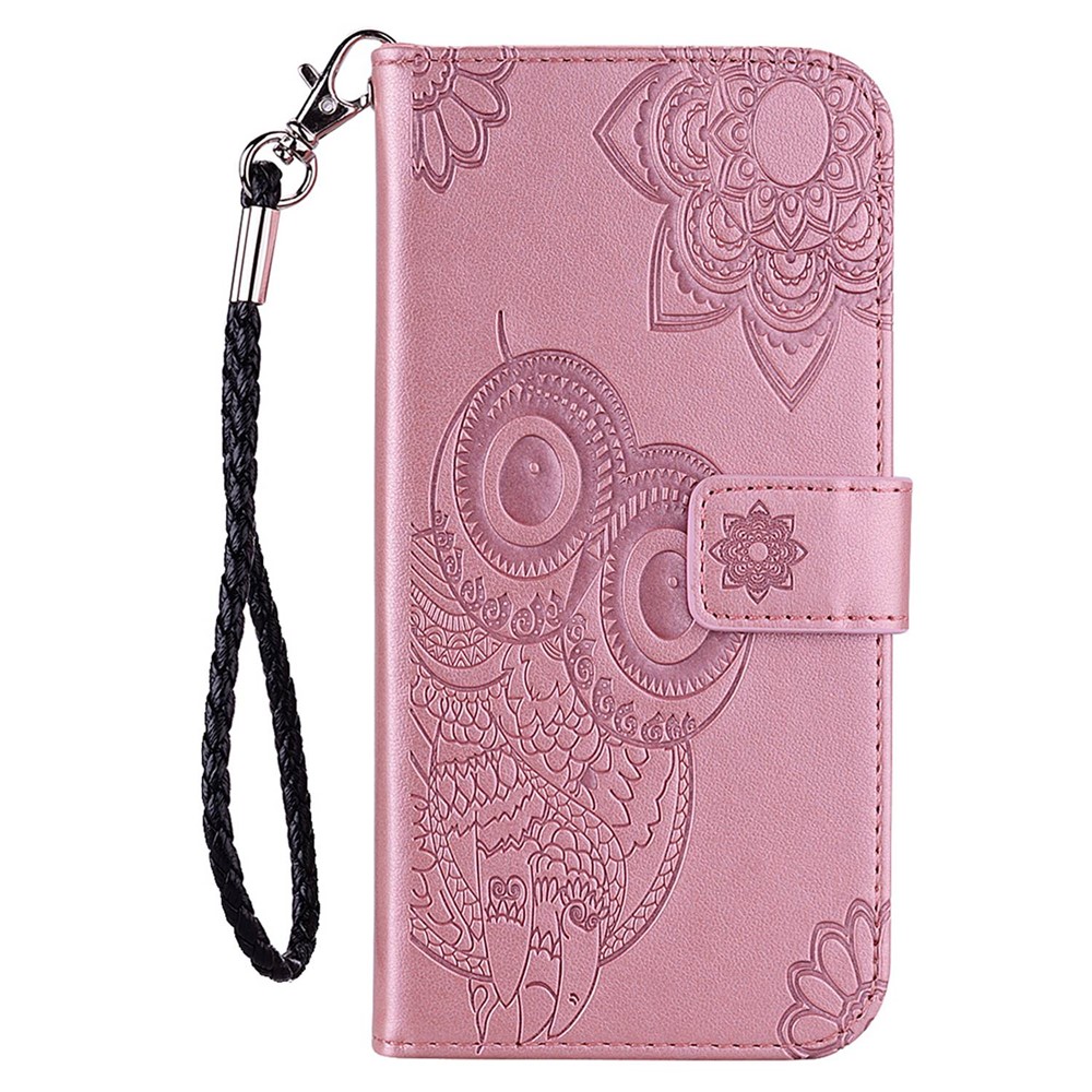 For Xiaomi Poco F4 GT / Redmi K50 Gaming 5G Folio Flip PU Leather Case Imprinted Owl Flower Pattern Phone Protective Cover with Wallet Stand - Rose Gold-6