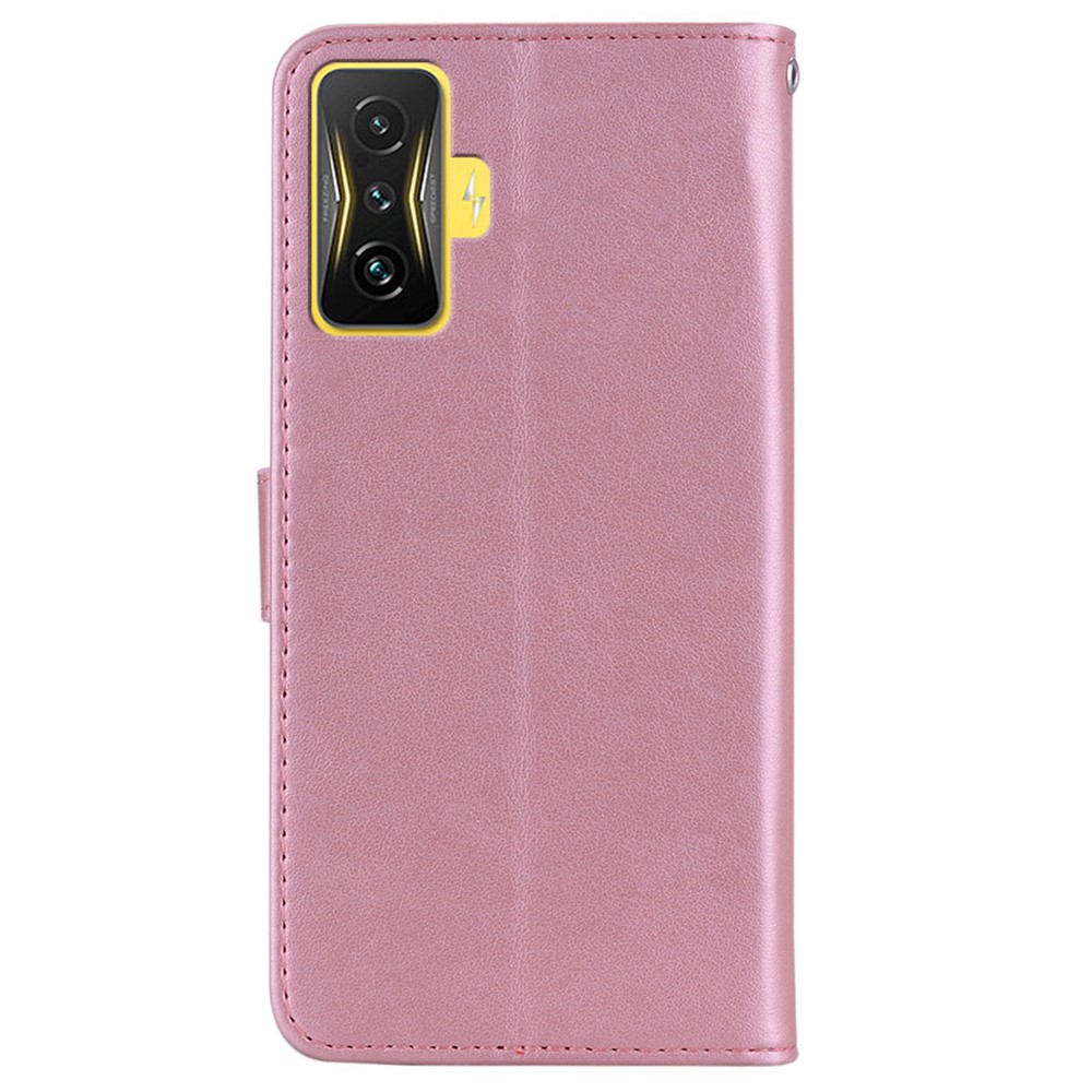 For Xiaomi Poco F4 GT / Redmi K50 Gaming 5G Folio Flip PU Leather Case Imprinted Owl Flower Pattern Phone Protective Cover with Wallet Stand - Rose Gold-7