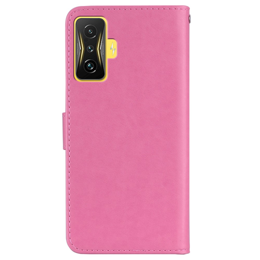 For Xiaomi Poco F4 GT / Redmi K50 Gaming 5G Rhinestone Decor Wallet Stand Case PU Leather Imprinting Owl Flower Pattern Phone Shell - Rose-7