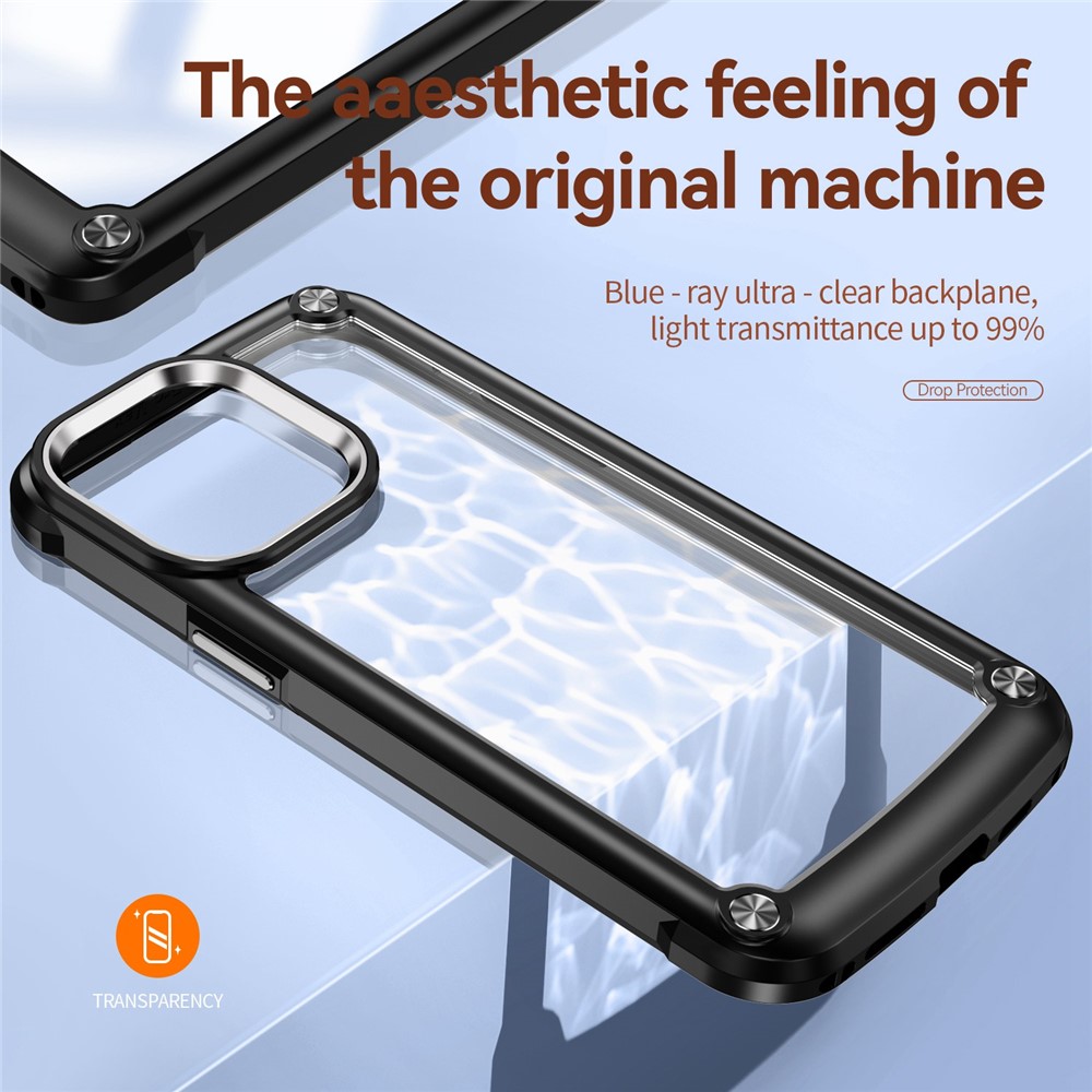 For iPhone 14 Pro Max 6.7 inch Drop-proof Phone Case Anti-scratch PC+TPU Mobile Phone Protective Back Cover Support Wireless Charging - Black-3