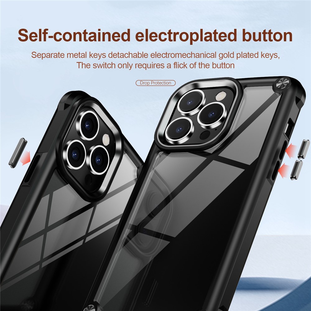 For iPhone 14 Pro Max 6.7 inch Drop-proof Phone Case Anti-scratch PC+TPU Mobile Phone Protective Back Cover Support Wireless Charging - Black-4