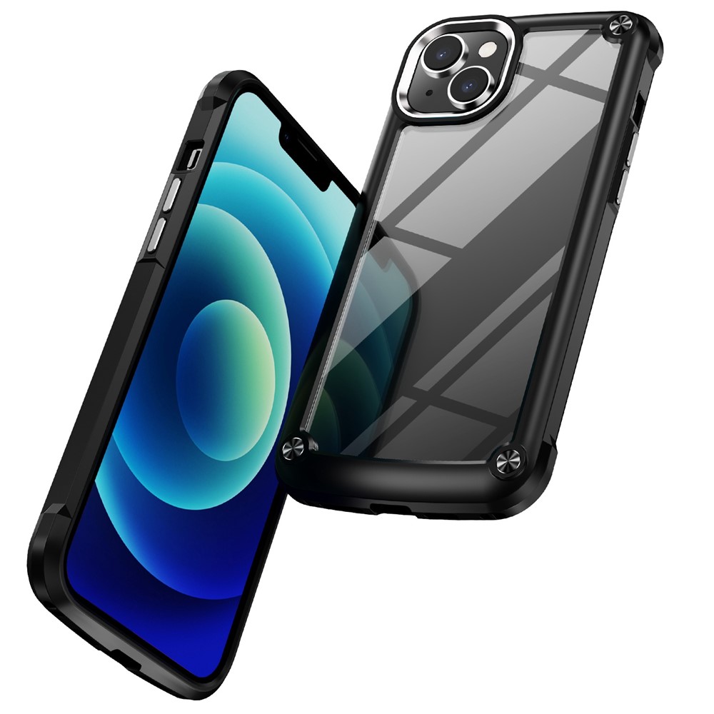 For iPhone 14 Max 6.7 inch Phone Case Anti-scratch PC+TPU Mobile Phone Hybrid Back Cover Support Wireless Charging - Black-9