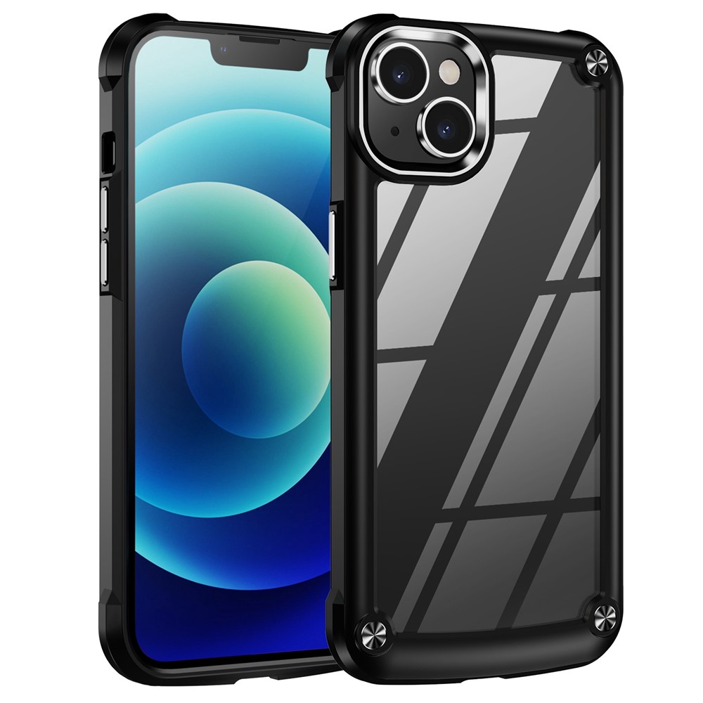 Drop-proof Phone Case for iPhone 14 6.1 inch, PC+TPU Mobile Phone Hybrid Back Cover - Black-1