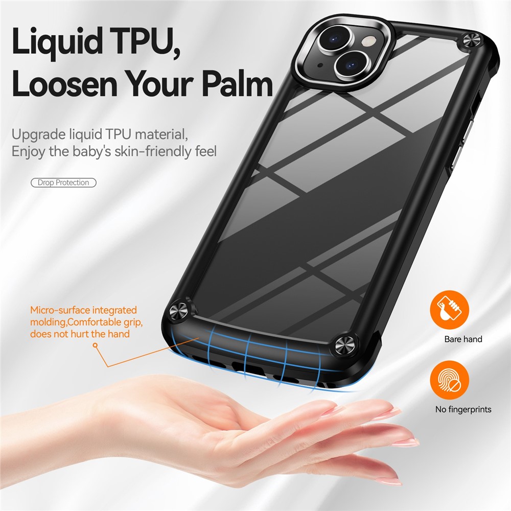 Drop-proof Phone Case for iPhone 14 6.1 inch, PC+TPU Mobile Phone Hybrid Back Cover - Black-7