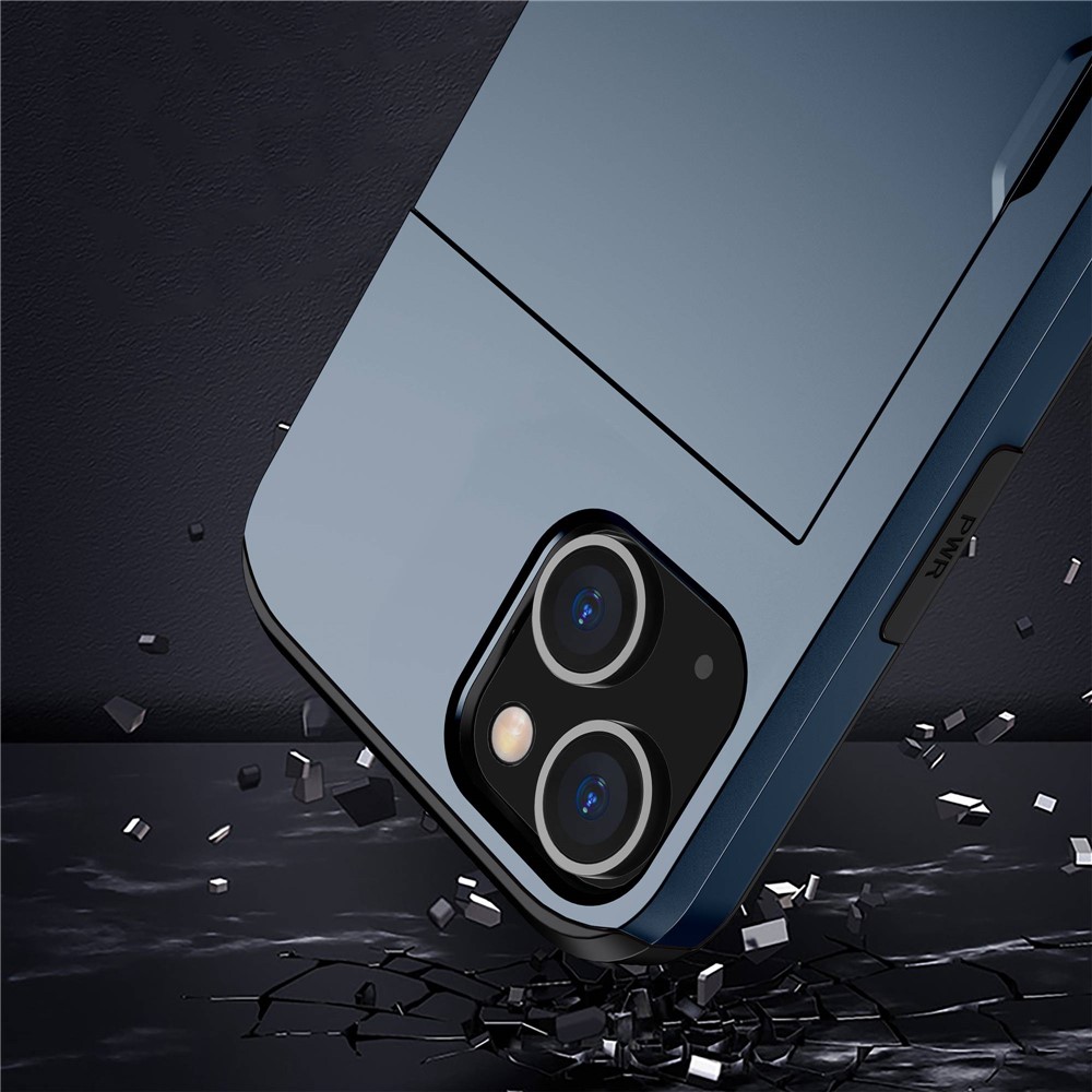 Card Holder Phone Case for iPhone 14 Max 6.7 inch, TPU + PC Dual Layer Protective Cover - Navy Blue-4