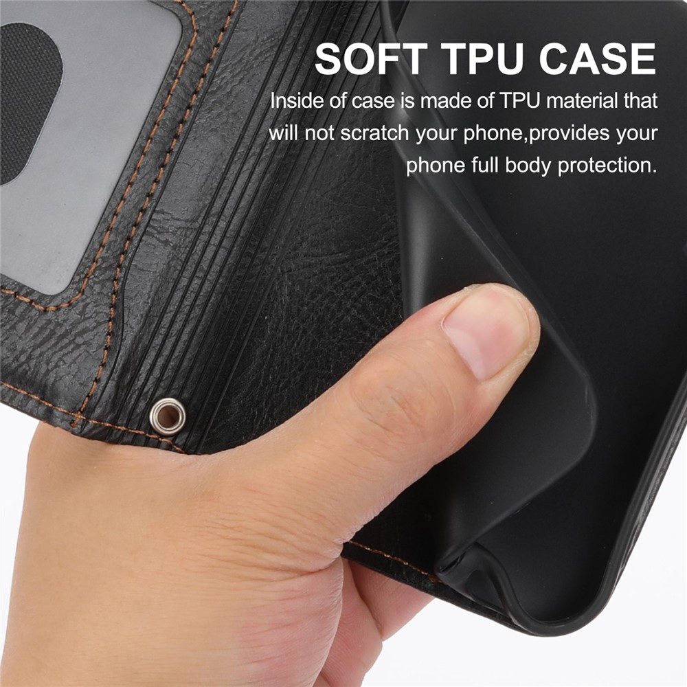 For Google Pixel 7 5G Stand Wallet PU Leather + TPU Phone Case Zipper Pocket Magnetic Closing Shell with Long / Short Straps - Black-8
