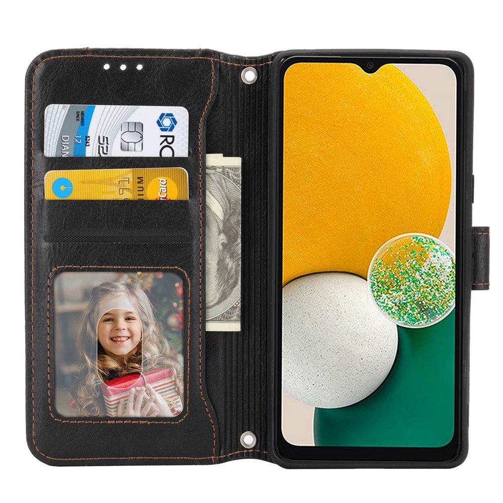 For Google Pixel 7 Pro Wallet Flip Phone Case Zipper Pocket Anti-wear Magnetic PU Leather Stand Shell with Long / Short Straps - Black-2
