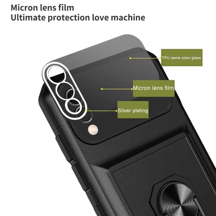 For ZTE Blade A5 2020 Drop-proof Phone Case Hybrid TPU Hard PC Ring Kickstand Back Cover Card Holder - Whtie / Pink-10