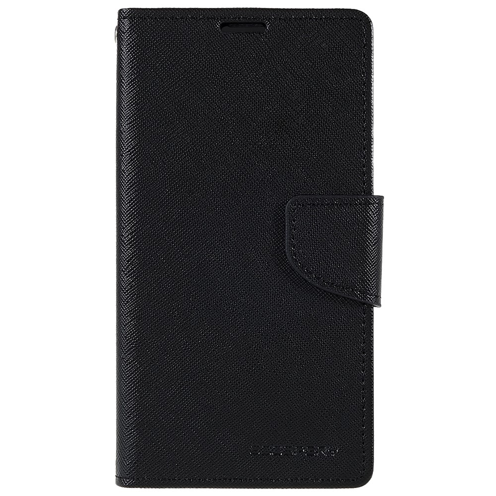 MERCURY GOOSPERY For iPhone 14 6.1 inch Splicing Color Anti-fall Wallet Stand Design Leather Shell Phone Case - All Black-2