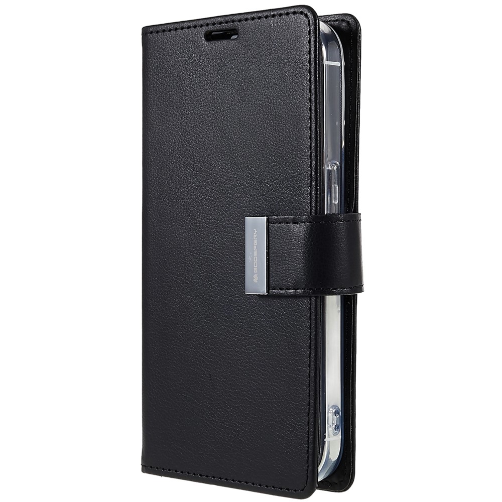 MERCURY GOOSPERY For iPhone 14 Pro Max 6.7 inch Metal Magnetic Clasp Phone Case Wallet PU Leather + TPU Phone Cover - Black-3